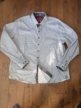 Au Noir Men's Long-Sleeve Button-Up Shirt Micro-Print pattern Size 4xl